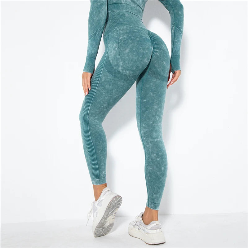 Cropped Top Gym Set Seamless Women Yoga Workout Set Fintess Clothing Push up Leggings Sport Wear Women Suits Tracksuit