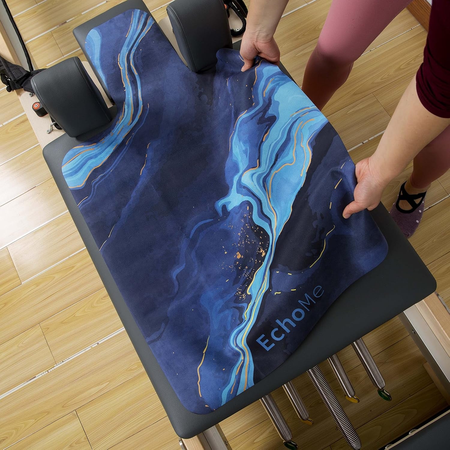 Pilates Reformer Towel - Non-Slip Hygiene Cover with Shoulders, Great Grip, Easy to Wash Light Weight Portable