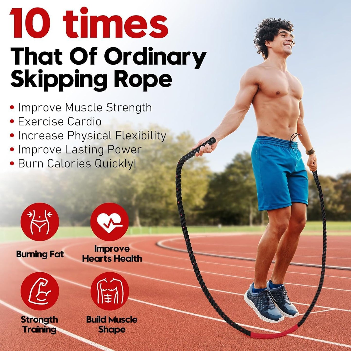 Weighted Jump Rope for Strength Training 3 lb to 5 lb Adult Heavy Skipping Rope, Jumprope for Fitness,Workout Equipment, Fitness Equipment for Home Gym Exercise,Improve Strength and Building Muscle
