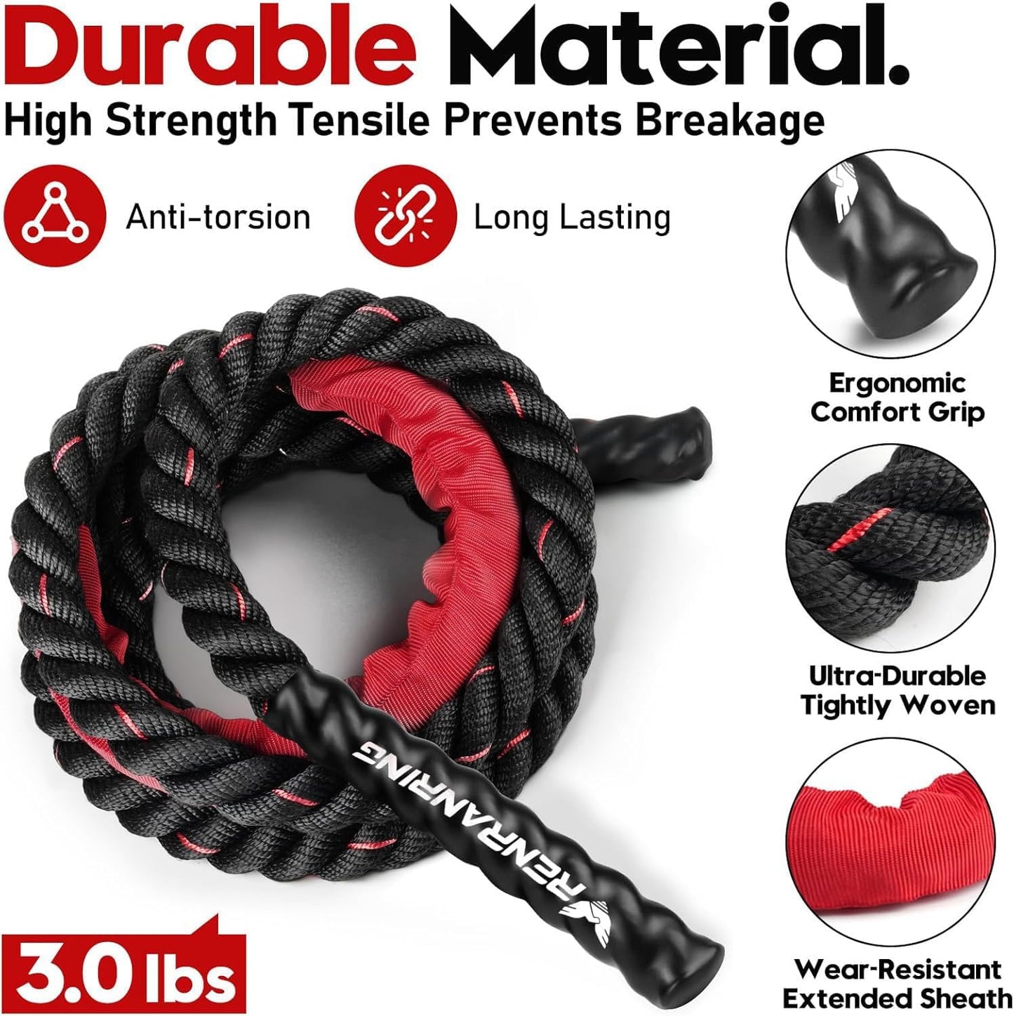 Weighted Jump Rope for Strength Training 3 lb to 5 lb Adult Heavy Skipping Rope, Jumprope for Fitness,Workout Equipment, Fitness Equipment for Home Gym Exercise,Improve Strength and Building Muscle