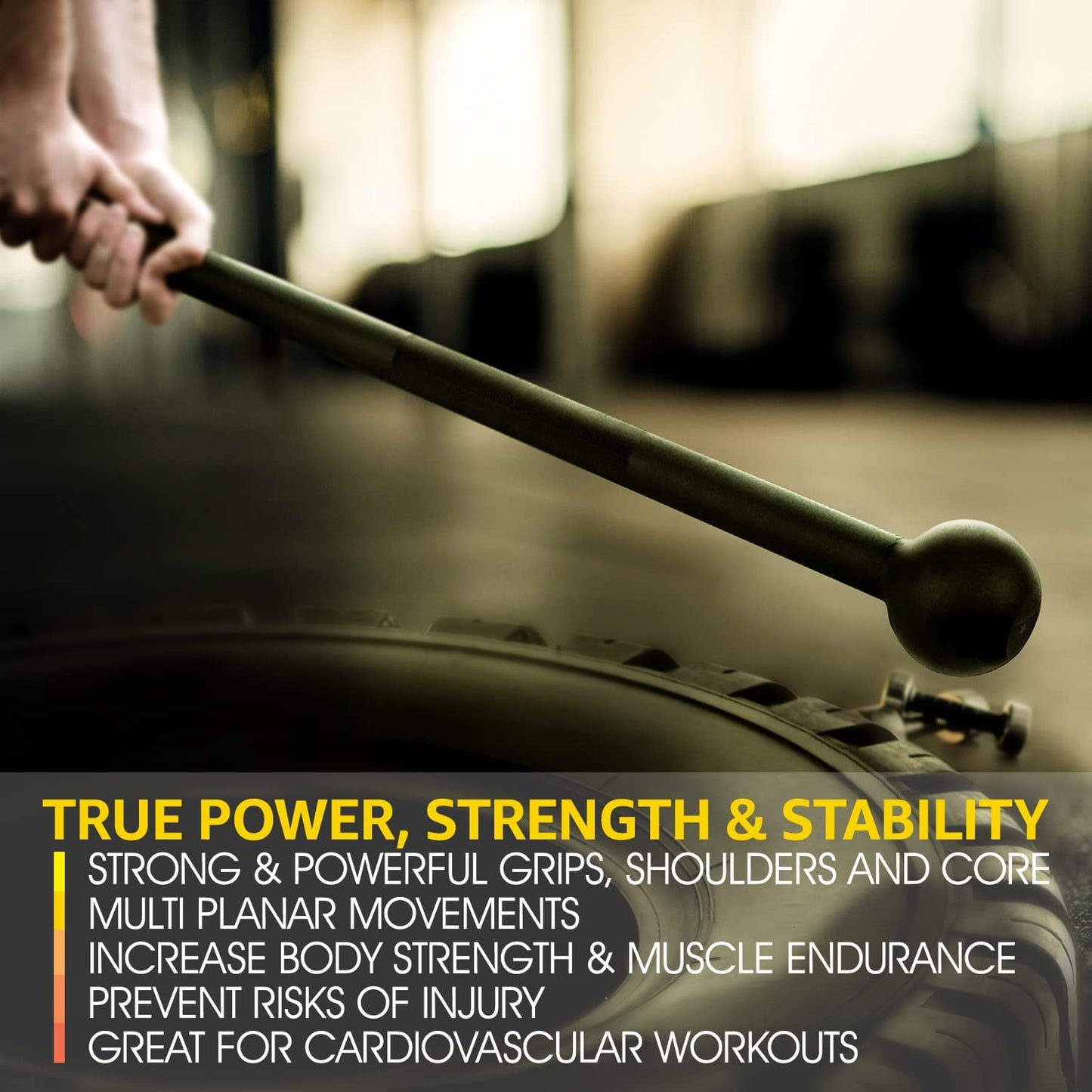 Steel Mace Bell for Grip Strength & Mobility Training. Support Full Body, Muscles, Shoulder, Grips & Forearms Workouts, Stretching 15 LB for Women & Men