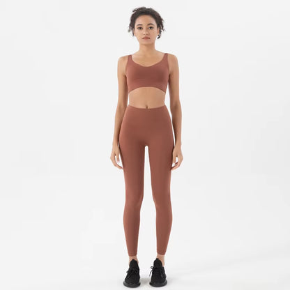 Women Nylon Tracksuits Women'S Yoga Set Sports Suit Gym Fitness Bra Leggings Women Lounge Wear Crop Tops Sexy 18 Colors