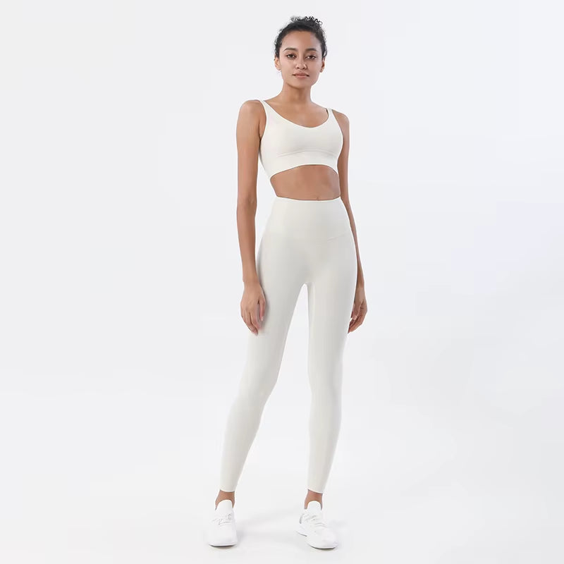 Women Nylon Tracksuits Women'S Yoga Set Sports Suit Gym Fitness Bra Leggings Women Lounge Wear Crop Tops Sexy 18 Colors