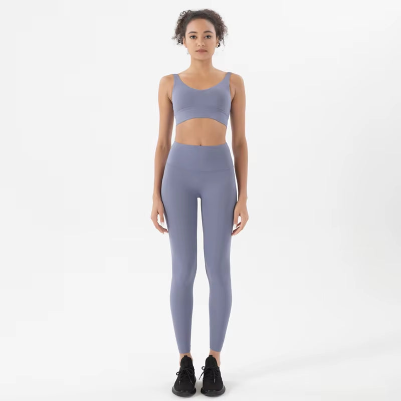Women Nylon Tracksuits Women'S Yoga Set Sports Suit Gym Fitness Bra Leggings Women Lounge Wear Crop Tops Sexy 18 Colors