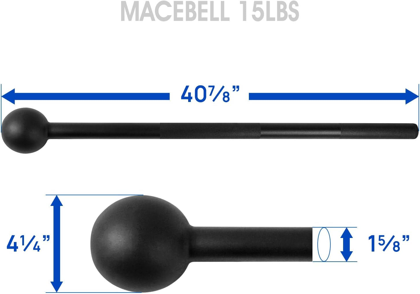 Steel Mace Bell for Grip Strength & Mobility Training. Support Full Body, Muscles, Shoulder, Grips & Forearms Workouts, Stretching 15 LB for Women & Men