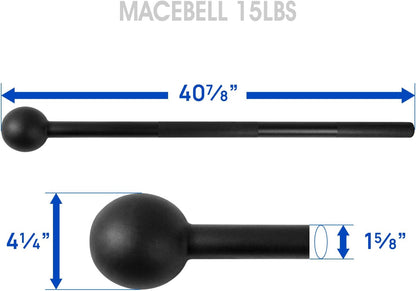 Steel Mace Bell for Grip Strength & Mobility Training. Support Full Body, Muscles, Shoulder, Grips & Forearms Workouts, Stretching 15 LB for Women & Men