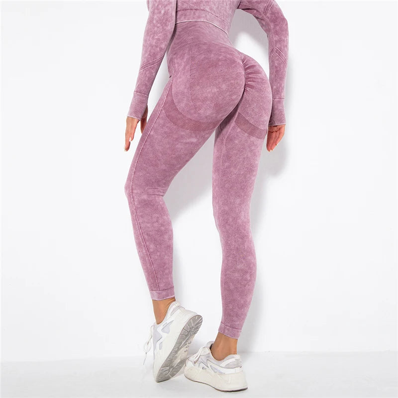 Cropped Top Gym Set Seamless Women Yoga Workout Set Fintess Clothing Push up Leggings Sport Wear Women Suits Tracksuit