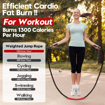 Weighted Jump Rope for Strength Training 3 lb to 5 lb Adult Heavy Skipping Rope, Jumprope for Fitness,Workout Equipment, Fitness Equipment for Home Gym Exercise,Improve Strength and Building Muscle