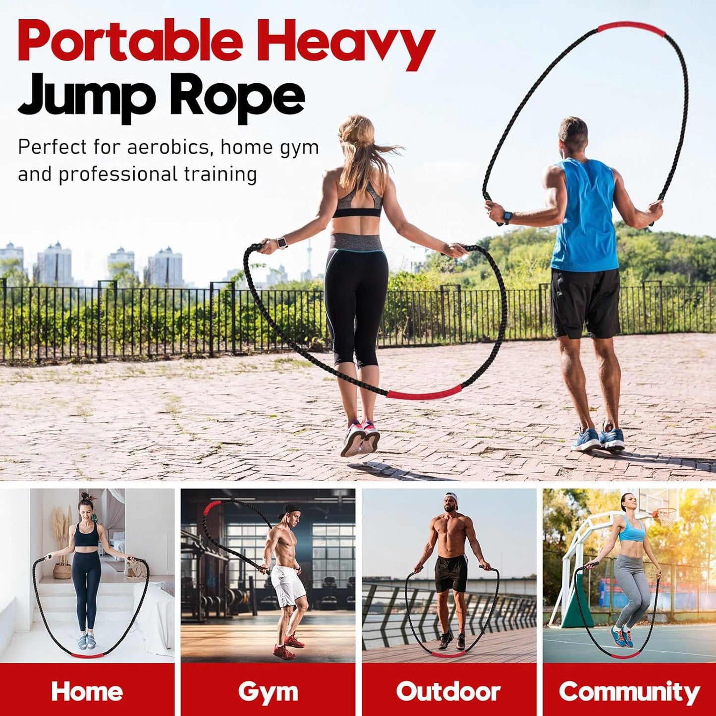Weighted Jump Rope for Strength Training 3 lb to 5 lb Adult Heavy Skipping Rope, Jumprope for Fitness,Workout Equipment, Fitness Equipment for Home Gym Exercise,Improve Strength and Building Muscle
