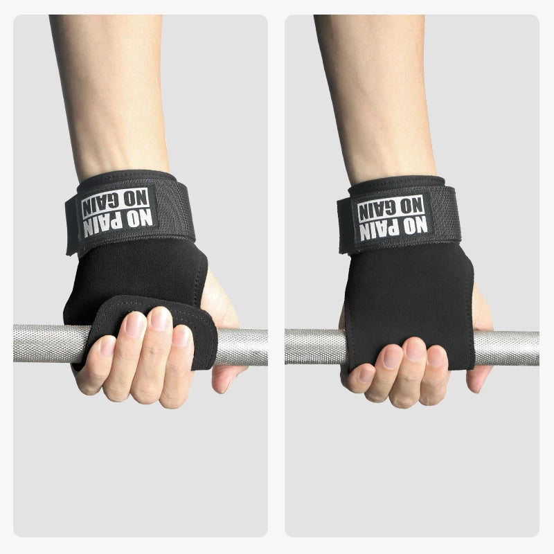 Cowhide Gym Grips Gloves Weightlifting Fitness Pull up Crossfit Workout Equipment Anti-Slip Wear-Resistance Palm Protection