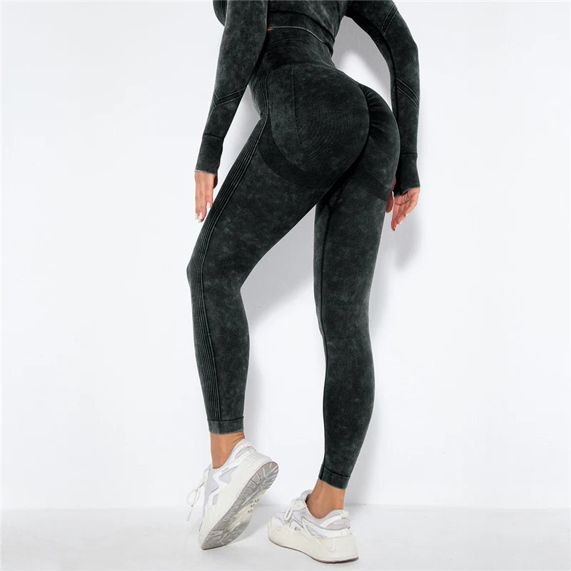 Cropped Top Gym Set Seamless Women Yoga Workout Set Fintess Clothing Push up Leggings Sport Wear Women Suits Tracksuit