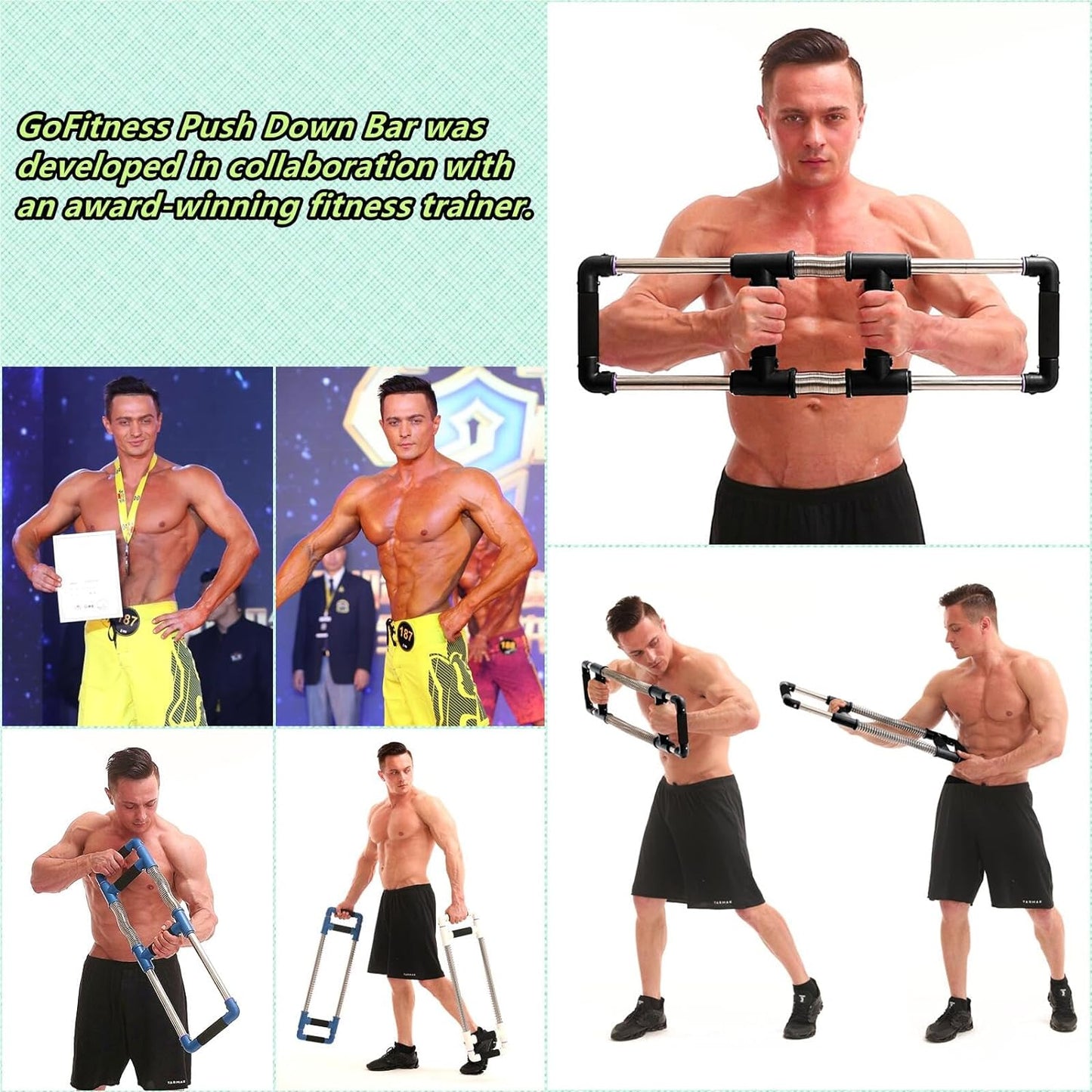 Portable chest expander spring resistance - Chest Expander at Home Workout Equipment, Arm Exerciser Portable Spring Resistance Exercise Gym Kit for Home, Travel or Outdoors