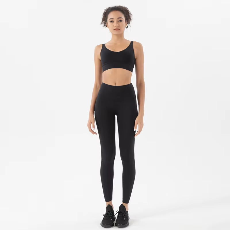 Women Nylon Tracksuits Women'S Yoga Set Sports Suit Gym Fitness Bra Leggings Women Lounge Wear Crop Tops Sexy 18 Colors