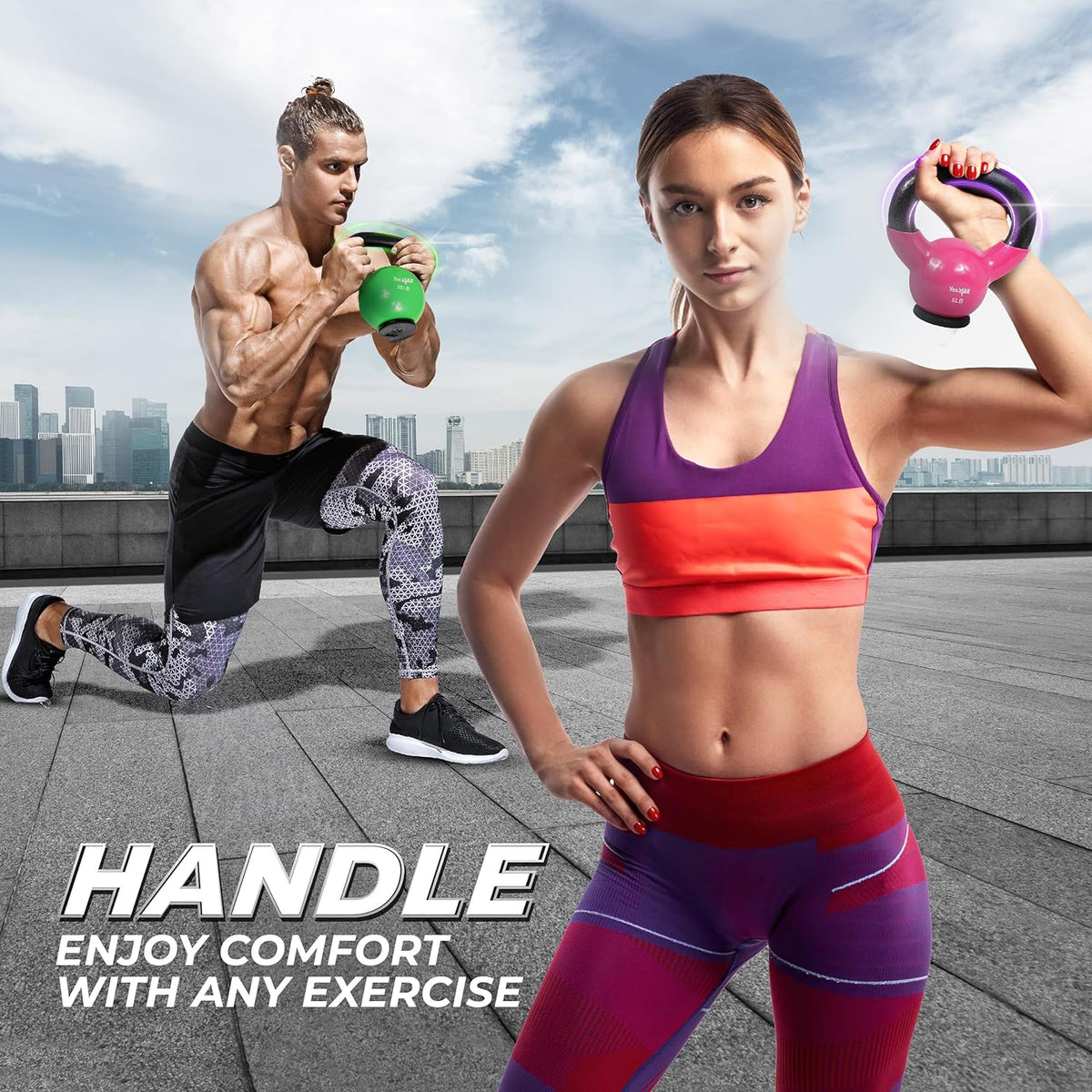 Vinyl Coated Kettlebell for Strength and Home Workouts, Protective Rubber Base, Strength Training Kettlebells for Weightlifting, Conditioning, Strength & Core Training