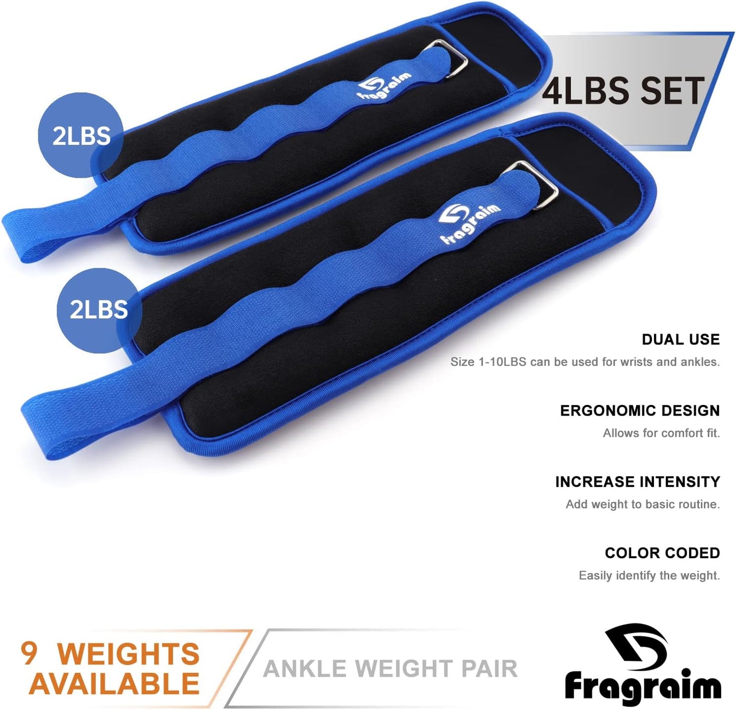  Adjustable Ankle Weights for Walking & Home Workouts - 1 to 20 lbs 1 Pair Strength Training Wrist/Leg/Arm Weight with Adjustable Strap for Jogging, Gymnastics, Aerobics, Physical Therapy