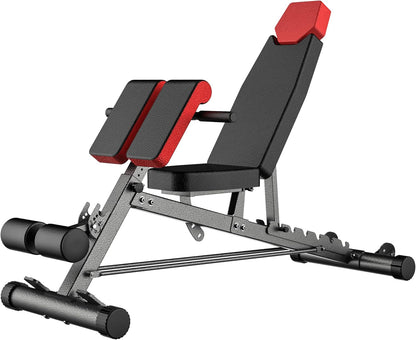 Adjustable Weight Bench For Home Gym. Full All-In-One Body Workout – Hyper Back Extension, Roman Chair, Adjustable Ab Sit up Bench, Incline Decline Bench, Flat Bench