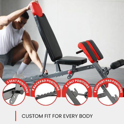 Adjustable Weight Bench For Home Gym. Full All-In-One Body Workout – Hyper Back Extension, Roman Chair, Adjustable Ab Sit up Bench, Incline Decline Bench, Flat Bench