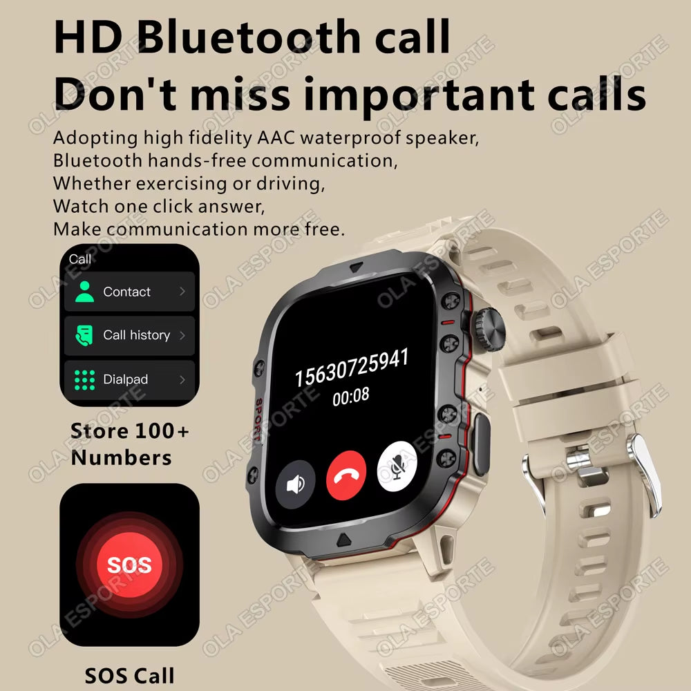 Smartwatch With Flashlight and Bluetooth Calling Fitness Clock IP68 Waterproof Sports Men for Android IOS Smart Watch 2025 New