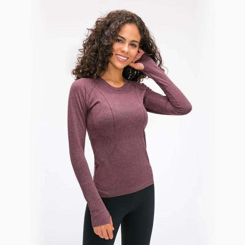 OCEAN Women Yoga Seamless Top Super Soft Long Sleeve Shirt Stretchy Workout Tops Sports Wear for Women Gym