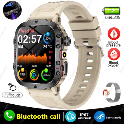 Smartwatch With Flashlight and Bluetooth Calling Fitness Clock IP68 Waterproof Sports Men for Android IOS Smart Watch 2025 New