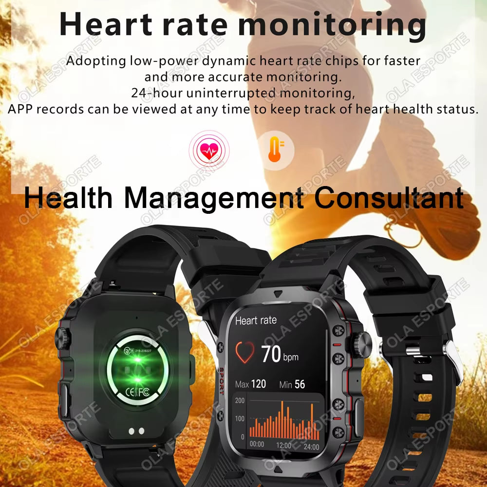 Smartwatch With Flashlight and Bluetooth Calling Fitness Clock IP68 Waterproof Sports Men for Android IOS Smart Watch 2025 New