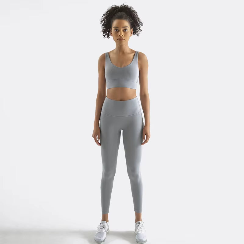 Women Nylon Tracksuits Women'S Yoga Set Sports Suit Gym Fitness Bra Leggings Women Lounge Wear Crop Tops Sexy 18 Colors