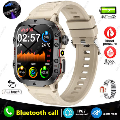 Smartwatch With Flashlight and Bluetooth Calling Fitness Clock IP68 Waterproof Sports Men for Android IOS Smart Watch 2025 New