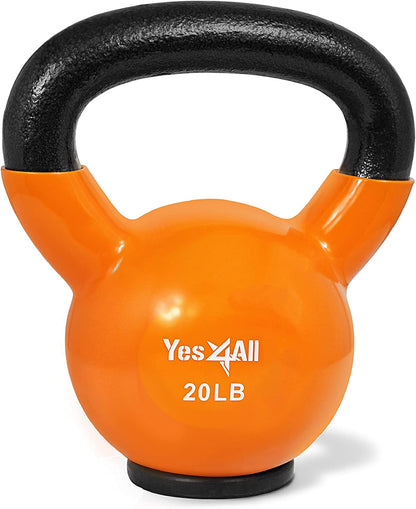 Vinyl Coated Kettlebell for Strength and Home Workouts, Protective Rubber Base, Strength Training Kettlebells for Weightlifting, Conditioning, Strength & Core Training