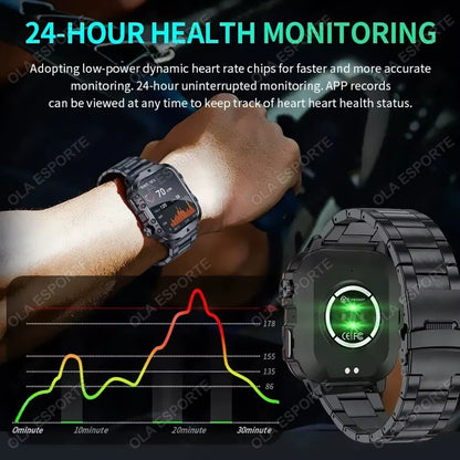 Smartwatch With Flashlight and Bluetooth Calling Fitness Clock IP68 Waterproof Sports Men for Android IOS Smart Watch 2025 New
