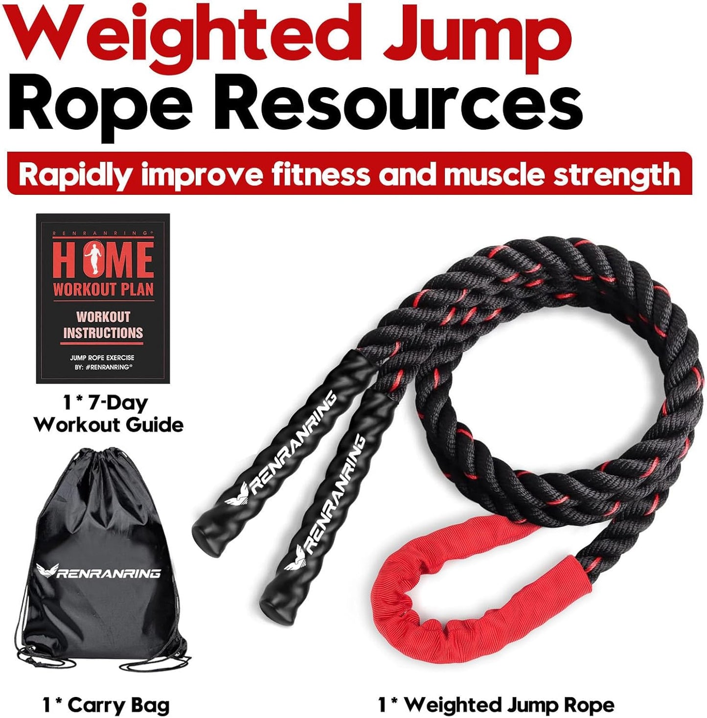 Weighted Jump Rope for Strength Training 3 lb to 5 lb Adult Heavy Skipping Rope, Jumprope for Fitness,Workout Equipment, Fitness Equipment for Home Gym Exercise,Improve Strength and Building Muscle