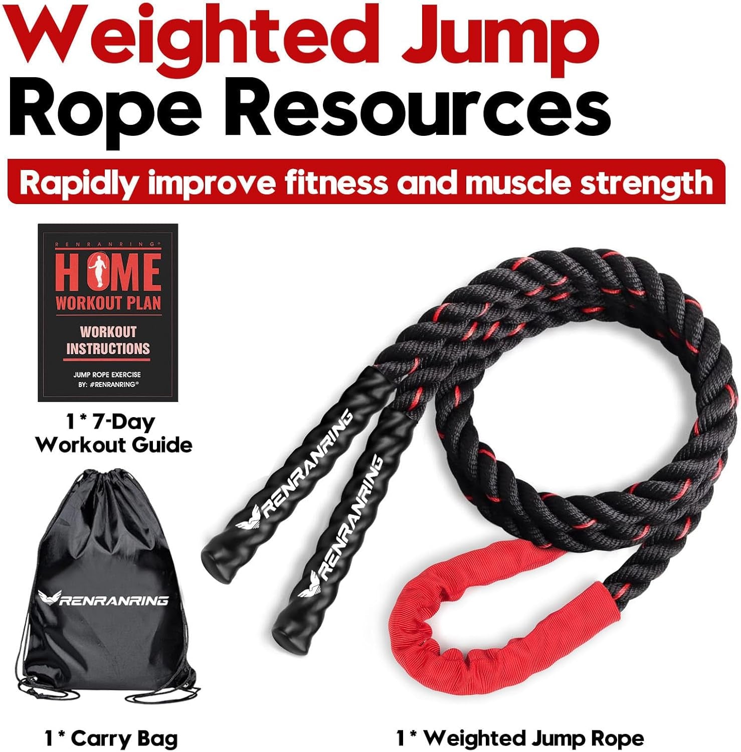 Weighted Jump Rope for Strength Training 3 lb to 5 lb Adult Heavy Skipping Rope, Jumprope for Fitness,Workout Equipment, Fitness Equipment for Home Gym Exercise,Improve Strength and Building Muscle