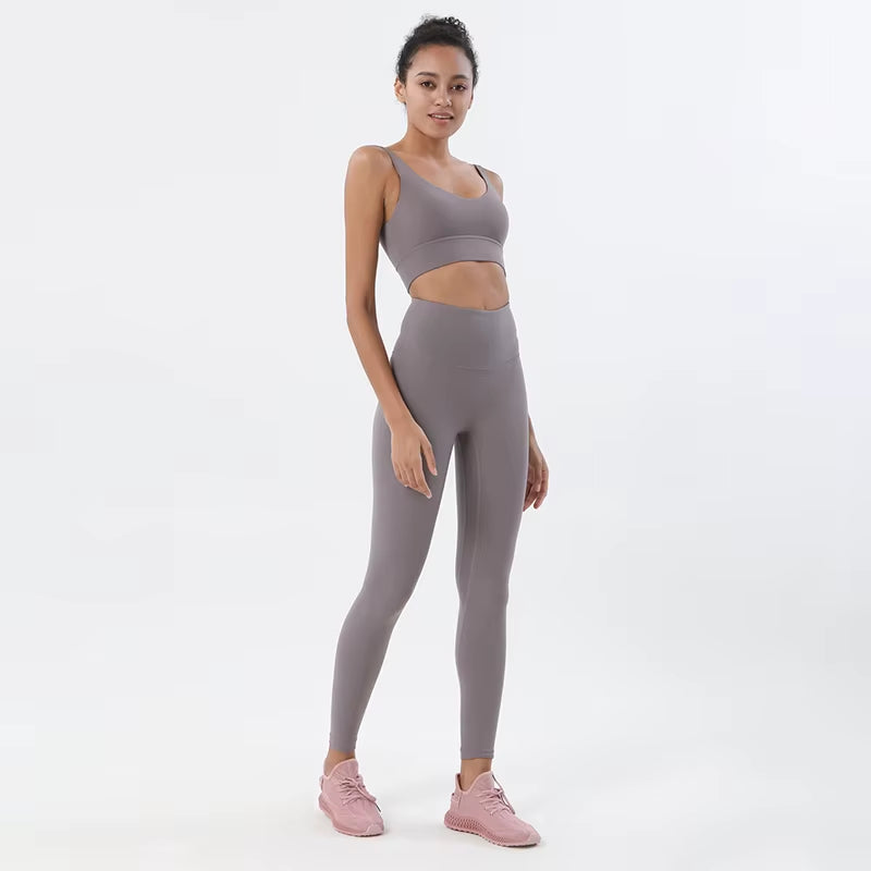 Women Nylon Tracksuits Women'S Yoga Set Sports Suit Gym Fitness Bra Leggings Women Lounge Wear Crop Tops Sexy 18 Colors