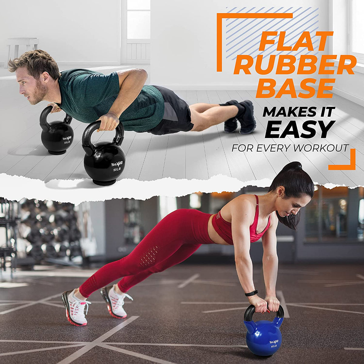 Vinyl Coated Kettlebell for Strength and Home Workouts, Protective Rubber Base, Strength Training Kettlebells for Weightlifting, Conditioning, Strength & Core Training