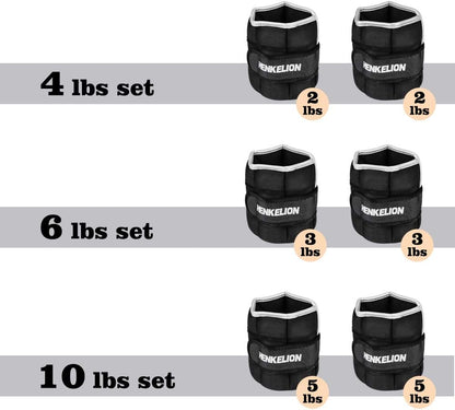 Adjustable Ankle and Wrist Weights for Training of Women Men Kids, Strength Training Wrist and Ankle Weights Sets for Gym, Fitness Workout, Running, Lifting - Black Grey Pink Blue Purple
