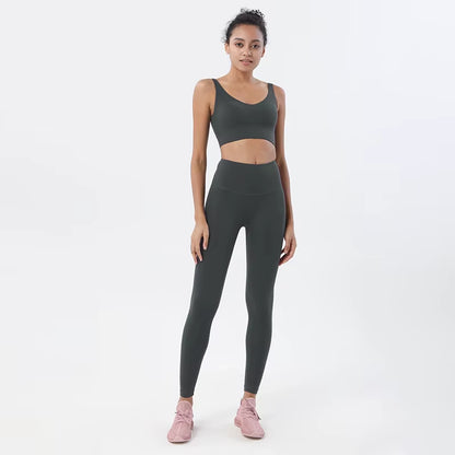 Women Nylon Tracksuits Women'S Yoga Set Sports Suit Gym Fitness Bra Leggings Women Lounge Wear Crop Tops Sexy 18 Colors